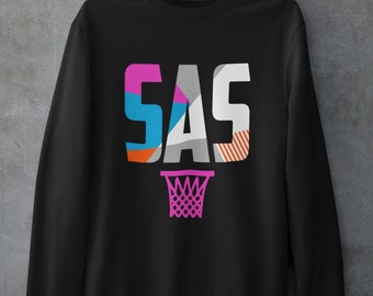 Bluza z okrągłym dekoltem San Antonio Basketball Retro Sports Letters Black