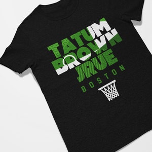 Boston Basketball Star Player Trio Retro Tee Shirt Black