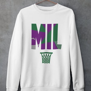 Milwaukee Basketball Retro Sports Letters White Crewneck Sweatshirt