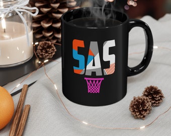 San Antonio Basketball Retro Schwarz Keramik Kaffee Tasse 11 Unze