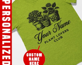 Plant Lovers Club Tee, Gardener Shirt, Personalized Plant Enthusiast Gift for Mom, Unisex Cotton T-shirt, Botanical Lover Gift, Plant
