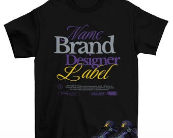 Camisa deportiva de marca de diseñador negra a juego con las Jordan 4 Imperial Purple