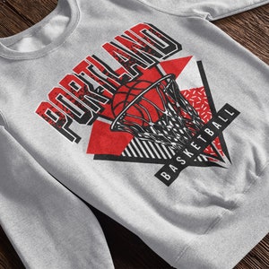 Portland Basketball 90er Jahre Throwback Unisex-Sweatshirt mit Rundhalsausschnitt