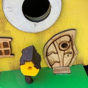 Yellow Rustic Drop Birdhouse / Oroginal Creator / Fun Birdhouse / Whimsical Birdhouse / Garden Art / Home Decor / American Made / Handmade image 2