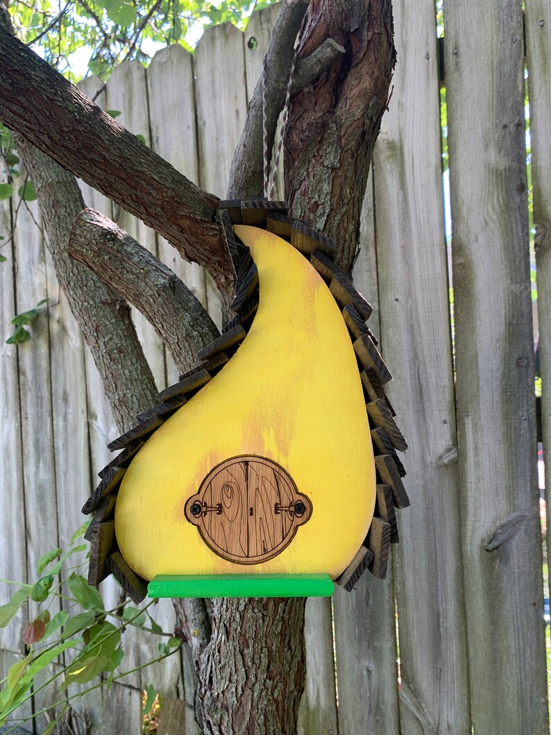 Yellow Rustic Drop Birdhouse / Oroginal Creator / Fun Birdhouse / Whimsical Birdhouse / Garden Art / Home Decor / American Made / Handmade image 8