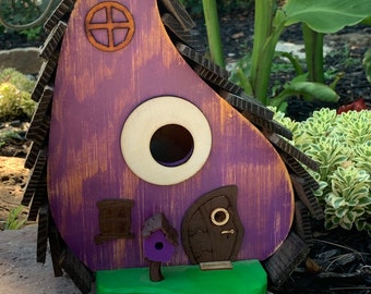 Purple Rustic Drop Birdhouse / Birdhouse / Original creator / Whimsical Birdhouse / Handmade / Garden Art / Home Decor / USA Made /