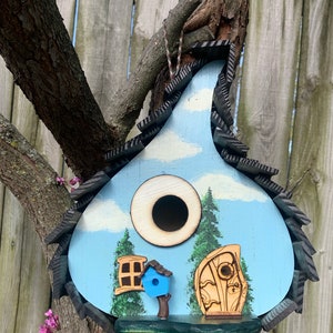 Sky Happy Trees Birdhouse /Bird house /Handmade /Garden Art /Home Decor /Birdhouses /Bird houses