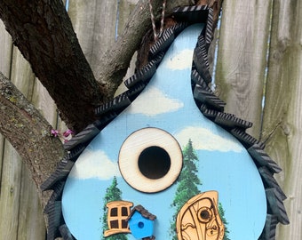 Sky Happy Trees Birdhouse /Bird house /Handmade /Garden Art /Home Decor /Birdhouses /Bird houses