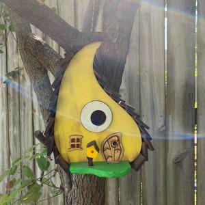 Yellow Rustic Drop Birdhouse / Oroginal Creator / Fun Birdhouse / Whimsical Birdhouse / Garden Art / Home Decor / American Made / Handmade image 6