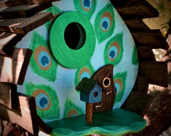 Peacock Dome Birdhouse / Handmade / birdhouse / Bird house / Whimsical Birdhouse / home Decor / Garden Art / USA made