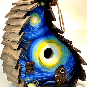 Starry Night Birdhouse /Original Creator / Handmade /Garden Art /Bird house /Birdhouses / USA made /Whimsical /Home Decor