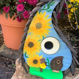 Sunflower Glow Birdhouse / Original creator / Birdhouse / Whimsical Birdhouse/ Sunflower / Garden Art / Home Decor / USA made / Family Owned