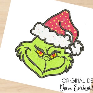 The Grinch Applique Machine Embroidery Design, Embroidery Patterns, Embroidery Files, Machine Embroidery,Instant Download.In THe Hoop