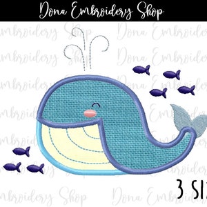 Cute Whale Applique  Machine Embroidery Design, Embroidery Patterns, Embroidery Files, Machine Embroidery, Instant Download