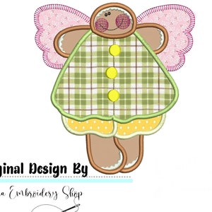 Angel Gingerbread Applique - Machine Embroidery Design, Embroidery Patterns, Embroidery Files, Machine Embroidery, Instant Download