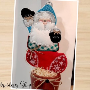 Santa Claus in the boot ITH Machine Embroidery Design, Embroidery Patterns, Embroidery Files, Christmas design, Instant Download