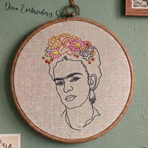 Frida Redwork embroidery design- Machine Embroidery Design, Embroidery Patterns, Embroidery File, Machine Embroidery