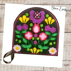 Folk Flowers Pot Holder ITH - Machine Embroidery Design, Embroidery Patterns, Embroidery Files, Machine Embroidery, Instant Download