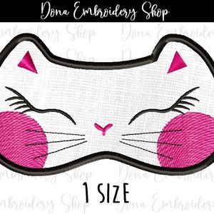 Cute Cat Girl Sleep Mask Applique - Machine Embroidery Design, Embroidery Patterns, Embroidery Files, Machine Embroidery, Instant Download