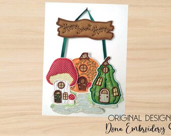 Home Sweet Home Wreath ITH  design - Machine Embroidery Design, Embroidery Patterns, Embroidery Files, Machine Embroidery, Instant Download