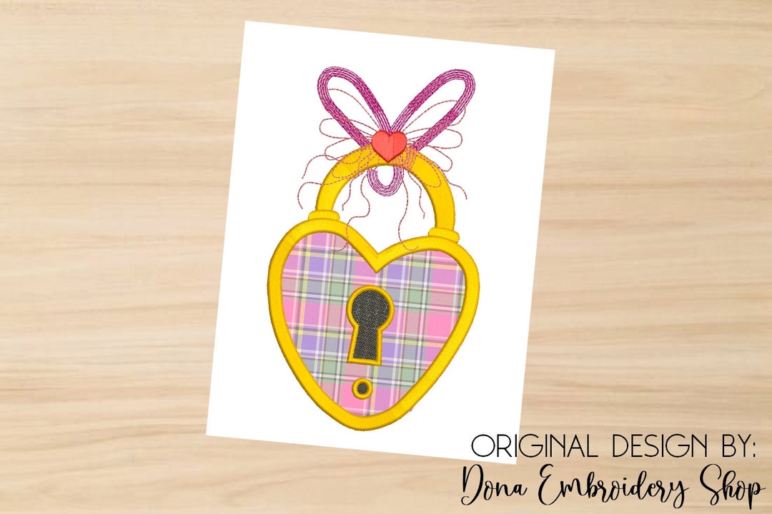 Love Padlock Embroidery Design Love Machine Embroidery Etsy