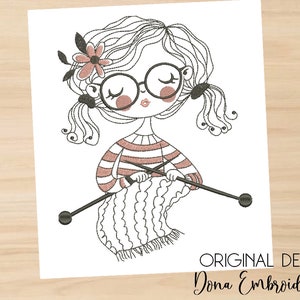 Swirly Tricot Girl embroidery design - Machine Embroidery Design, Embroidery Pattern, Embroidery Files, Machine Embroidery, Instant Download