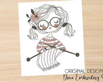 Swirly Tricot Girl Stickdatei - Maschinenstickdatei, Stickdatei, Stickdatei, Stickdatei, Maschinenstickerei, Sofort Download