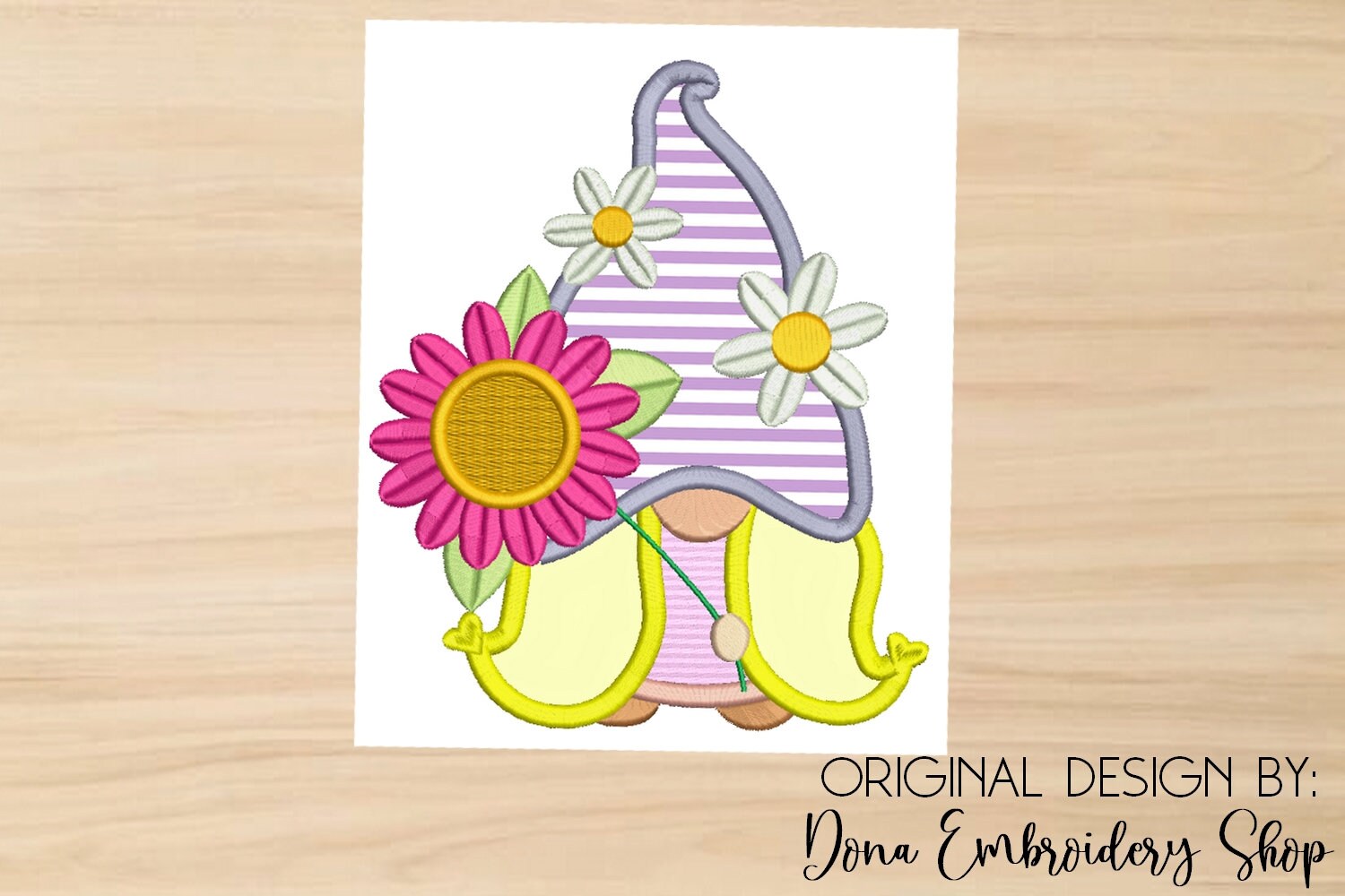 Spring  Gnome Girl Applique embroidery design  -Gnome Machine Embroidery Design, Embroidery Patterns, Embroidery Files, Instant Download