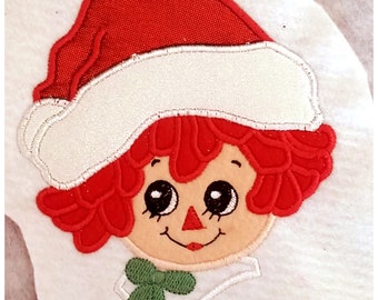 クリスマスラガディアンとアンディのアップリケ機械刺繍デザイン、刺繍 