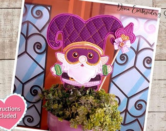 Mardi Gras Gnome Ornament ITH - Maschinenstickerei Design, Stickmuster, Stickdateien, Maschinenstickerei, Sofortiger Download