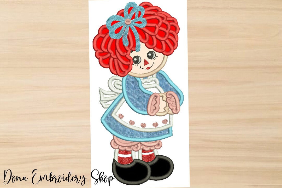 Raggedy Ann Applique Machine Embroidery Design, Embroidery Patterns