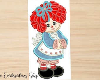 Raggedy Ann Applique Machine Embroidery Design, Embroidery Patterns, Embroidery Files, Machine Embroidery,Instant Download.In THe Hoop