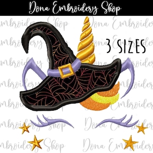 Cute Halloween Unicorn Applique - Machine Embroidery Design, Embroidery Patterns, Embroidery Files, Machine Embroidery, Instant Download