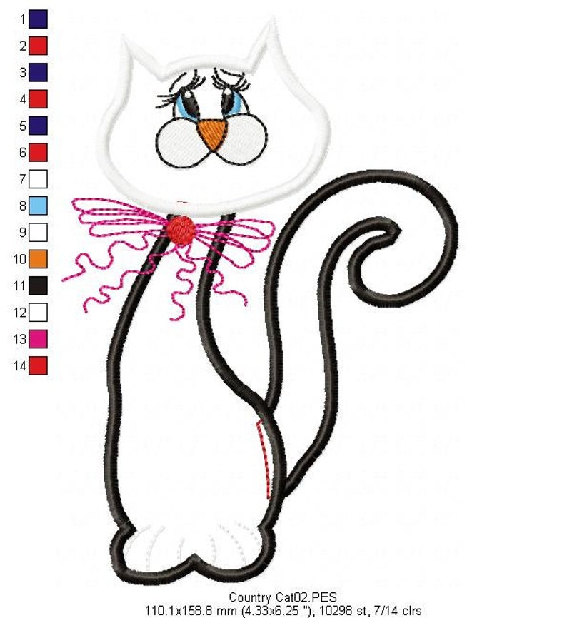 Cute Cat Applique - Machine Embroidery Design, Embroidery Patterns ...