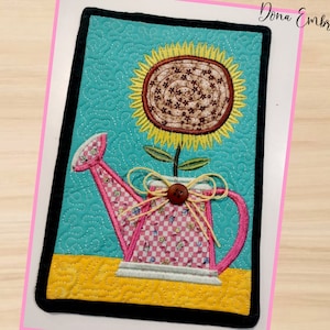 Sunflower Mug Rug ITH - Machine Embroidery Design, Embroidery Patterns, Embroidery Files, Machine Embroidery, Instant Download