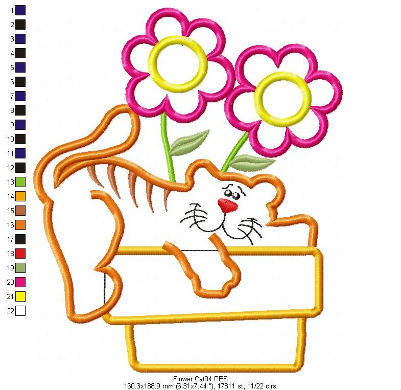Cute Cat Applique Machine Embroidery Design Embroidery | Etsy