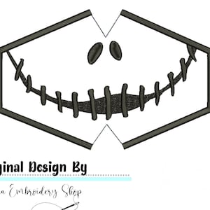 Jack Skellington maschera facciale ITH - Machine Embroidery Design, Embroidery Patterns, Embroidery Files, Machine Embroidery, Instant Download.