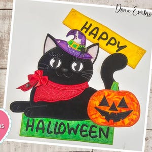 Halloween Black Cat ITH Machine Embroidery Design, Embroidery Patterns, Embroidery Files, Instant Download. In The Hoop