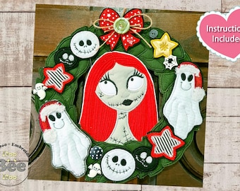 Cute Zombie Girl Wreath ITH Machine Embroidery Design, Embroidery Patterns, Embroidery Files, Machine Embroidery,Instant Download