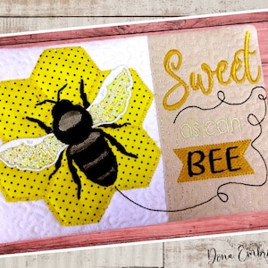 Bee Mug Rug ITH - Machine Embroidery Design, Embroidery Patterns, Embroidery Files, Machine Embroidery, Instant Download