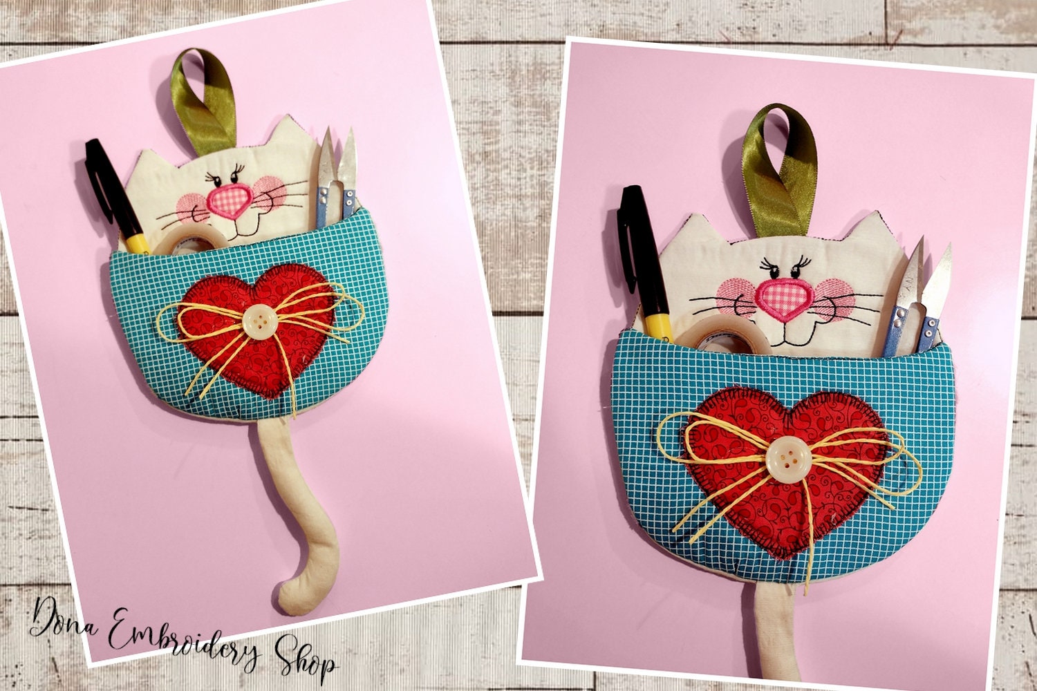 Cute Cat Wall Pocket ITH Machine Embroidery Design, Embroidery Patterns ...