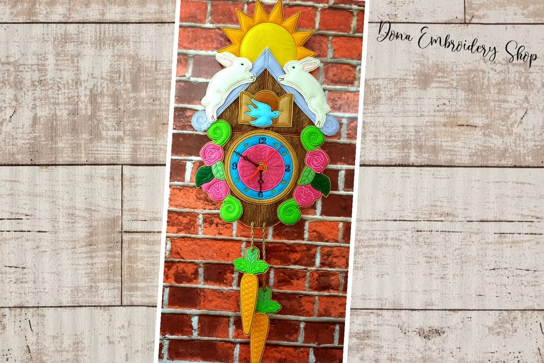 Easter Cuckoo Clock ITH Machine Embroidery Design, Embroidery Patterns