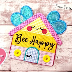 Bee Happy Mug Rug ITH - Machine Embroidery Design, Embroidery Patterns, Embroidery Files, Machine Embroidery, Instant Download