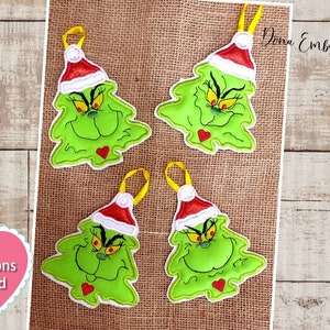 The Grinch Christmas Tree ornaments ITH Machine Embroidery Design, Embroidery Files, Machine Embroidery,Instant Download.In THe Hoop