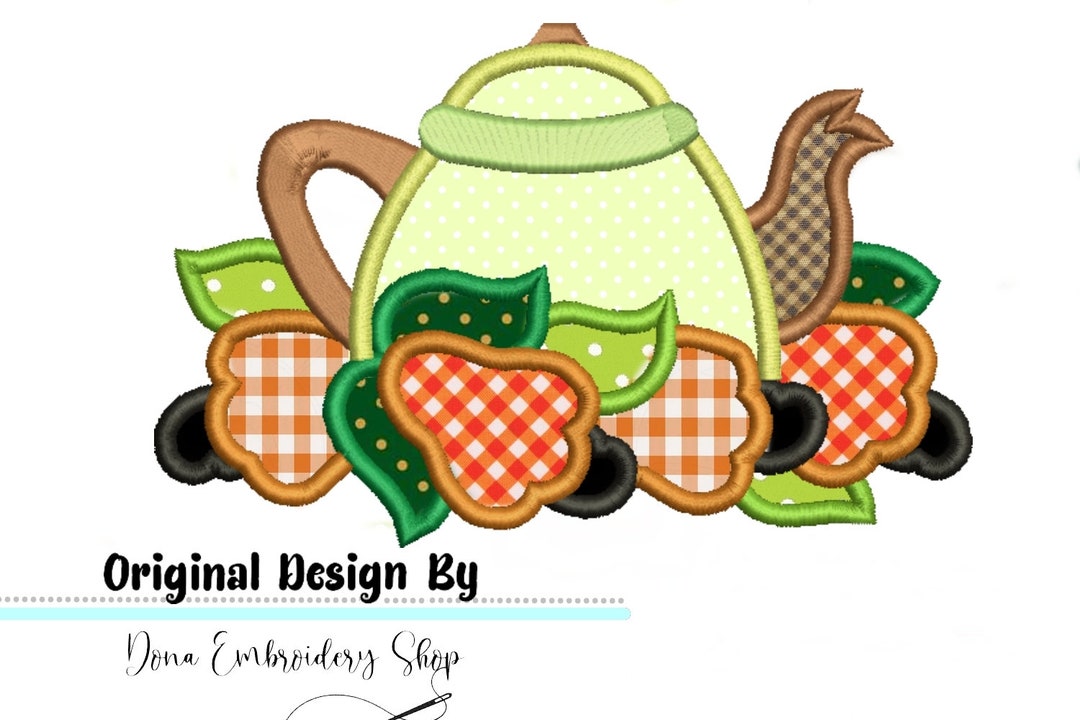 Cashew Teapot Applique Machine Embroidery Design, Embroidery Patterns