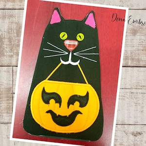 Halloween Cat Mug Rug ITH - Machine Embroidery Design, Embroidery Patterns, Embroidery Files, Machine Embroidery, Instant Download