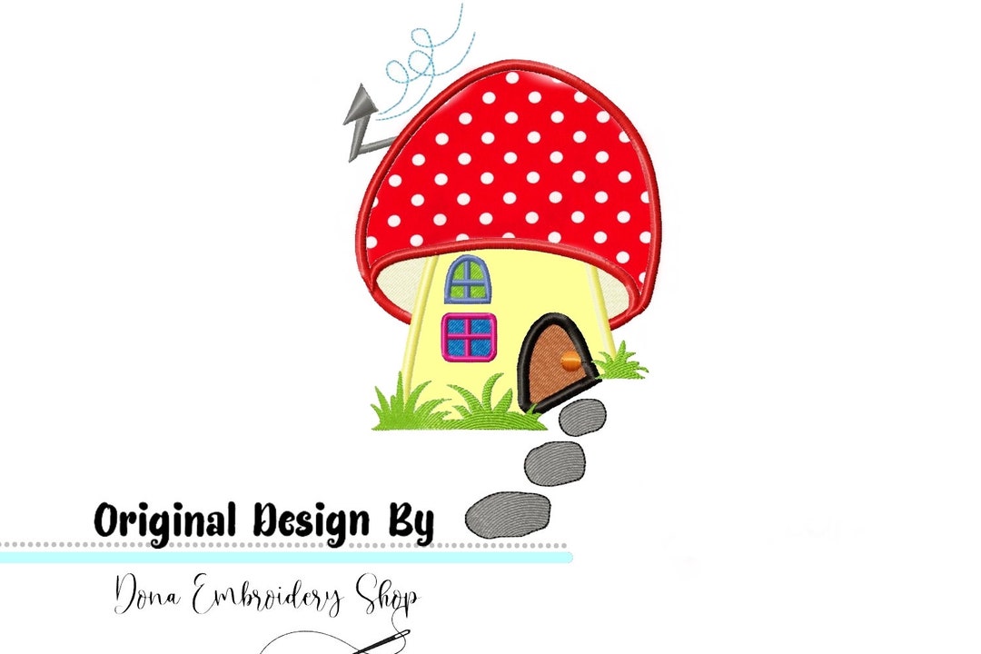 Mushroom House Applique - Machine Embroidery Design, Embroidery ...
