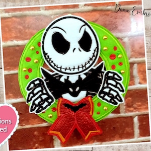 Jack Skellington wreath ITH Machine Embroidery Design, Embroidery Patterns, Embroidery Files, Machine Embroidery,Instant Download