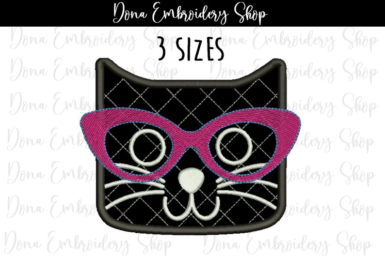 Cute Cat Applique Machine Embroidery Design Embroidery | Etsy