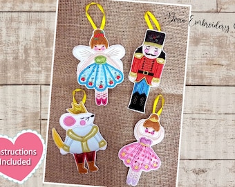 The Nutcracker tree ornaments ITH Machine Embroidery Design, Embroidery Files, Machine Embroidery,Instant Download.In THe Hoop